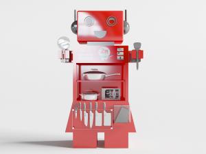 超市卖场机器人造型的刀具、锅具装饰架