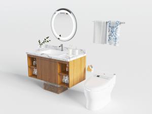 新中式实木洗手台洗手盆马桶坐便器