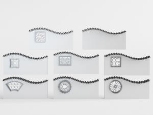 中式带曲线的窗格围墙