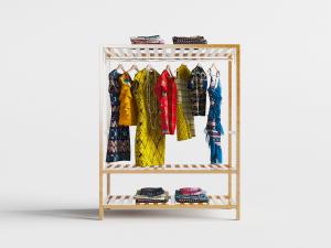 实木材质的衣服收纳架3d模型 实木材质的衣服收纳架