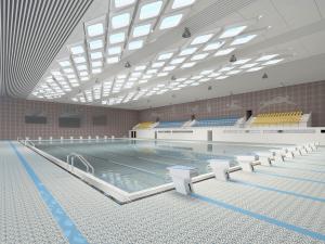 现代游泳馆游泳池3d模型 现代游泳馆游泳池