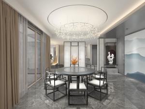 新中式餐厅圆形餐桌