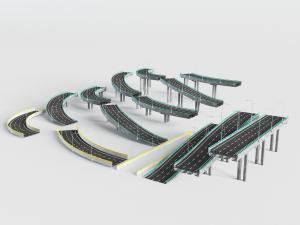 现代不同弧度坡度的高速路