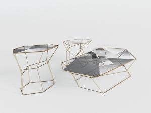 现代轻奢金属支架茶几3d模型 现代轻奢金属支架茶几