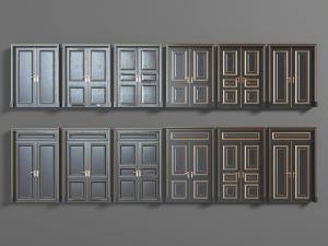 现代黑色双扇平开门