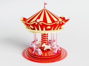 蒙古包造型的旋转木马娱乐设施3d模型 蒙古包造型的旋转木马娱乐设施