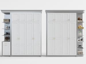 简欧白色实木衣柜3d模型 简欧白色实木衣柜