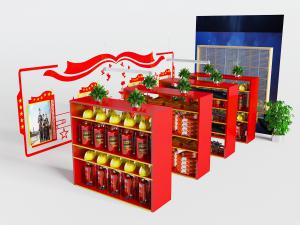 现代红色的消防器材展示收纳架