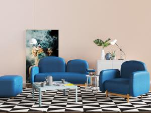 现代轻奢蓝色双人单人沙发组合沙发