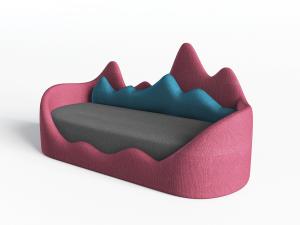 中式布艺山脉造型的多人沙发