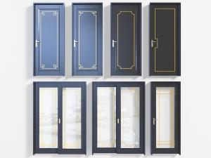 新中式黑色平开门推拉门