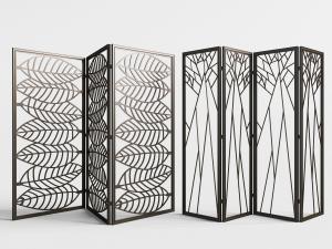 中式树叶图案的金属屏风