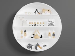 现代圆形墙面置物装饰架