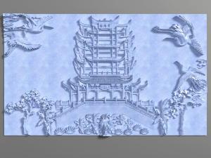 中式仙鹤、黄鹤楼浮雕墙饰挂件