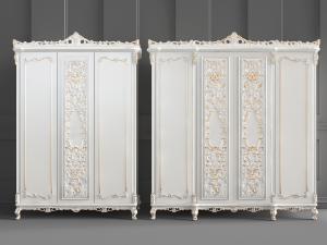 欧式白色雕花衣柜3d模型 欧式白色雕花衣柜