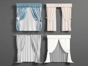 简欧蓝色、白色窗帘窗纱