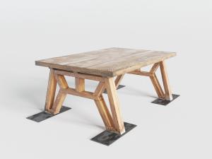 美式原木纹理的长方形餐桌3d模型 美式原木纹理的长方形餐桌