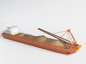 现代橙色的沙土船