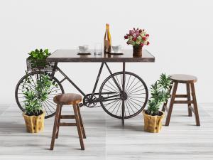 工业风自行车支架的吧台吧凳