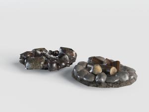 野外简易石头篝火堆