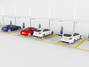 现代停放在拉膜雨棚下正在加油的汽车3d模型 现代停放在拉膜雨棚下正在加油的汽车