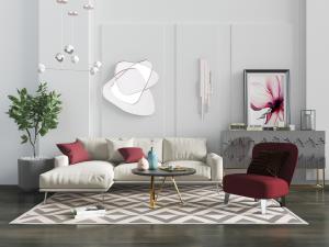 现代轻奢白色多人沙发休闲沙发椅子组合