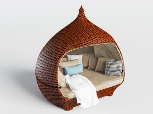 东南亚藤编沙发床