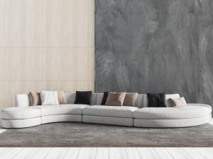 后现代S形多人布艺沙发