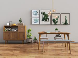 北欧实木餐桌椅组合餐边柜