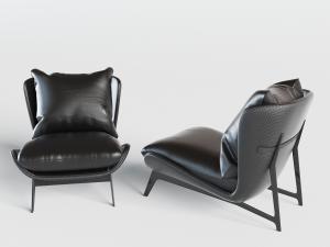 后现代藤编支架皮质坐垫的躺椅、休闲椅子