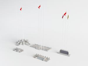 中式石雕旗台旗杆