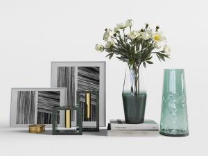 简欧玻璃花瓶花卉烛台装饰品摆件3d模型 简欧玻璃花瓶花卉烛台装饰品摆件