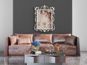 后现代多人沙发茶几组合