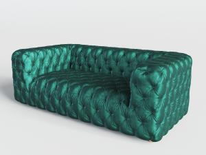 简欧绿色软包多人沙发