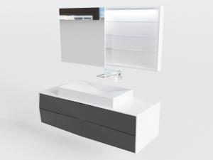 现代黑白洗手台、浴室镜