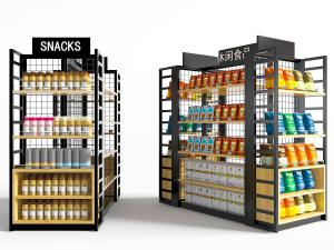 超市便利店黑色金属食品零食货架