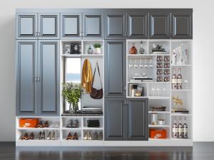 北欧灰色玄关鞋柜酒柜