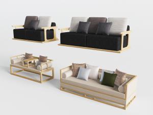 新中式实木多人沙发罗汉床