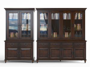 美式带玻璃柜门的书柜