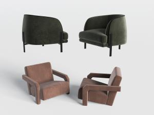 后现代布艺单人沙发3d模型 后现代布艺单人沙发