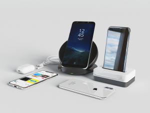 放在手机架上的手机耳机3d模型 放在手机架上的手机耳机