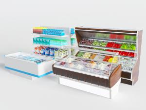 超市水果保鲜柜、冷柜和饮料货架