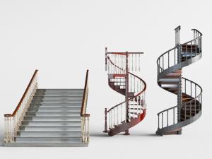 简欧工业风旋转楼梯3d模型 简欧工业风旋转楼梯