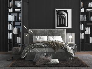 后现代布艺双人床