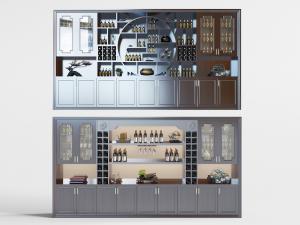 中式加宽实木装饰酒柜3d模型 中式加宽实木装饰酒柜