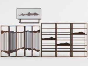 新中式可折叠实木屏风