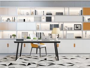 新中式书桌椅组合3d模型 新中式书桌椅组合