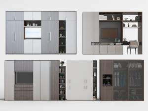 新中式实木电视柜、装饰柜和衣柜