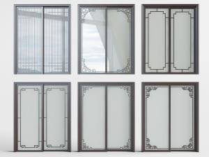 新中式黑色边框的推拉门