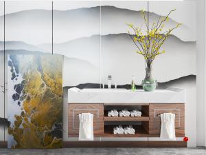 新中式实木洗手台洗手盆